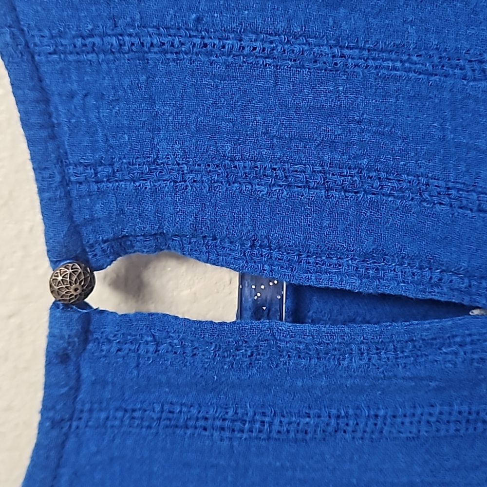 Anthropologie Meadow Rue sleeveles blue dress embroidered scallop hem women's 0 - Picture 13 of 15